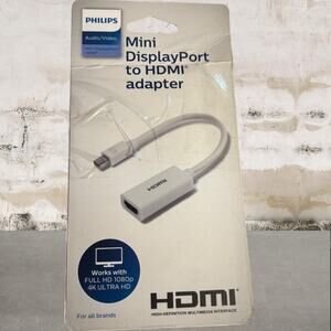 Philips Mini DisplayPort to HDMI Adapter, Unidirectional, Audio and Video NEW